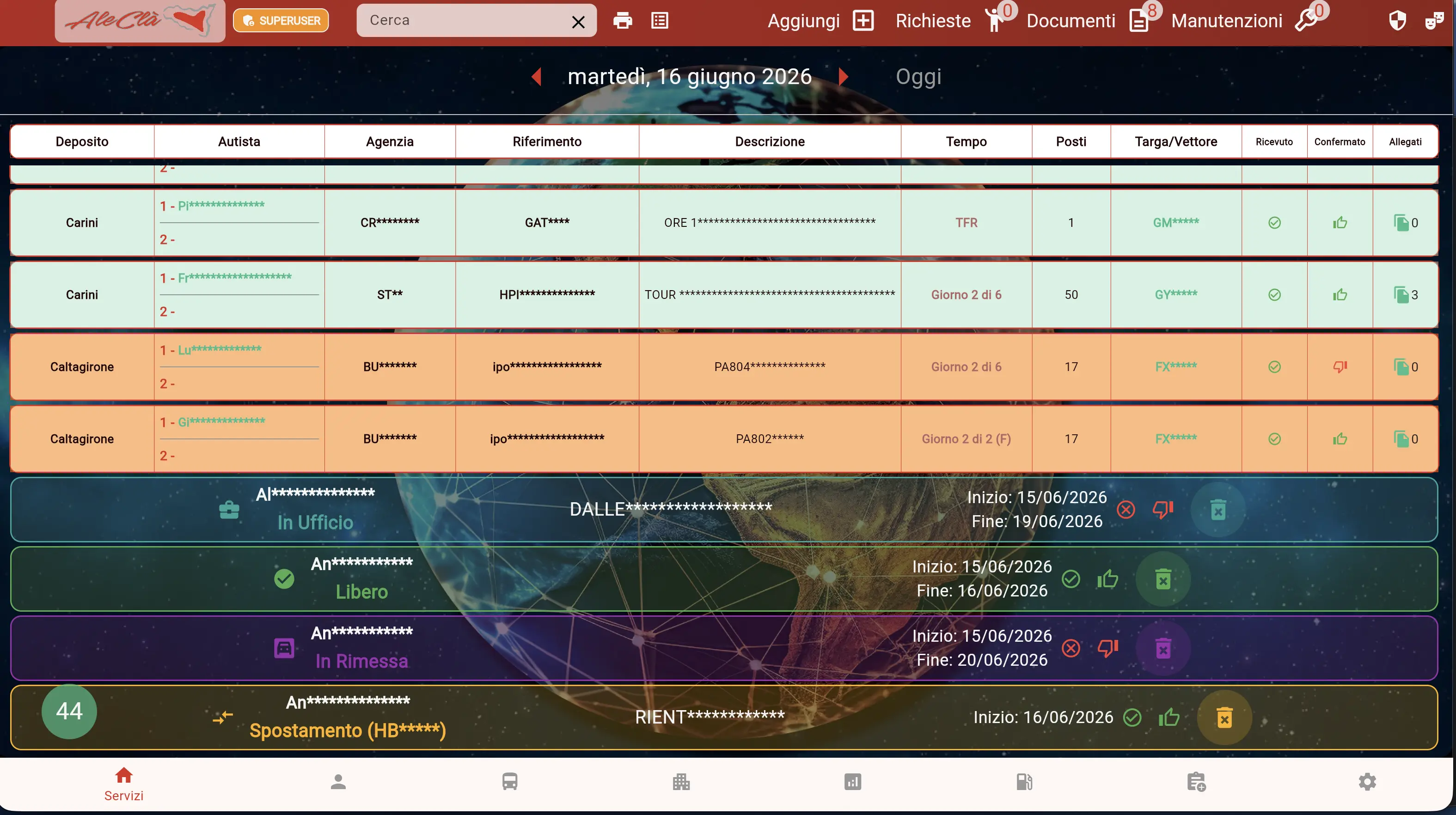 Flotta 360 — Dashboard programmazione servizi